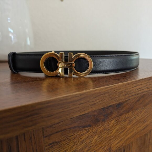 Salvatore Ferragamo Black and Gold Belt main image 7